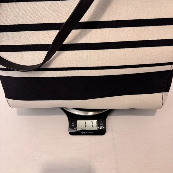 NWOT Kate Spade Black & White Striped Canvas Tote With Bow Accent new - Picture 9 of 10